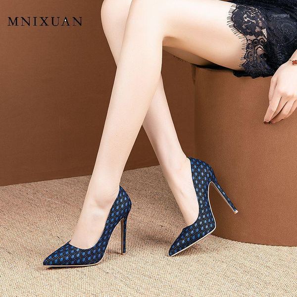 

mnixuan luxury shoes women designers stripper heels 2021 spring new pointed toe women pumps high heel slip on shallow blue shoes1, Black