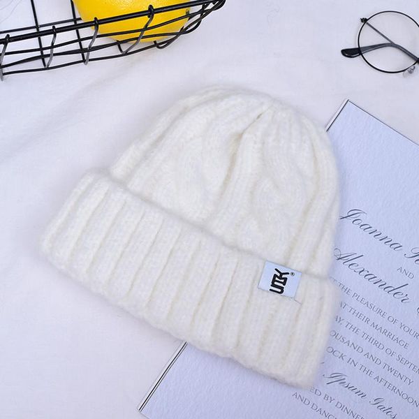 

berets knitted hats winter for woman jacquard warm solid color beanies, Blue;gray