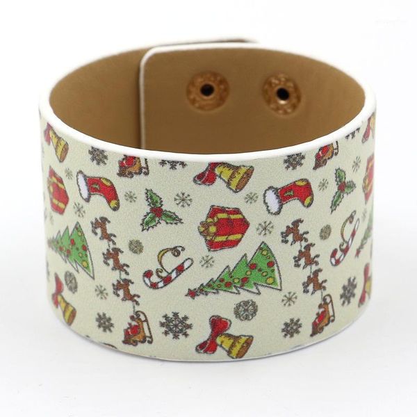 

women personality faux leather bracelet christmas design eco-friendly 3 colors 20201, Golden;silver