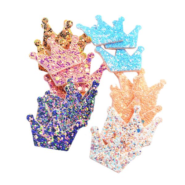 

20 pieces diy crown shapes felt appliques with glitter sequin for scrapbooking decoration making card craft embellishment 26x34mm multi
