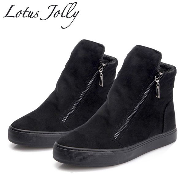 

women boots winter plush warm ankle snow boots with zippers ladies fur platform shoes woman comfort thick sold black botas mujer t200425
