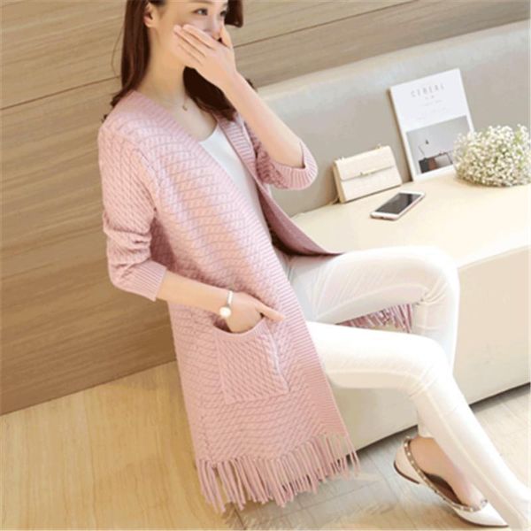 

new spring 2021 women sweater cardigans casual warm long design female knitted sweater coat cardigan sweater lady pz1515, White;black