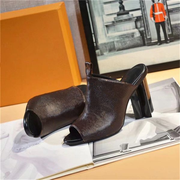 

sandal designer summer high heels go out one line slippers horseshoe fashion style open toe versatile women's shoes 182, Black