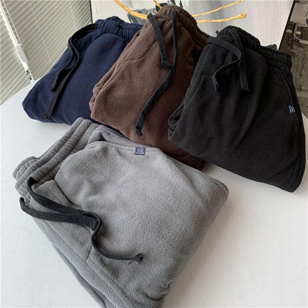 

double side polar fleece soft waxy comfortable jogger early autumn fashionable elastic tight casual pants for men