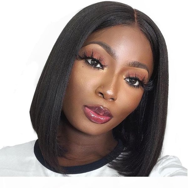 

straight short human hair wigs 150% density 13x4 straight bob lace front wigs malaysian lace front human hair wigs, Black;brown