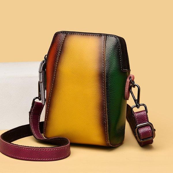 

cross body fashion brand design genuine leather crossbody bag for women small phone purse shoulder bags first layer cowhide mini