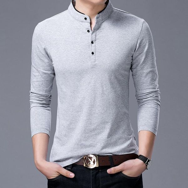 

men's t-shirts t shirts white gray black red youth long sleeve casual stand collar t-shirt solid, White;black