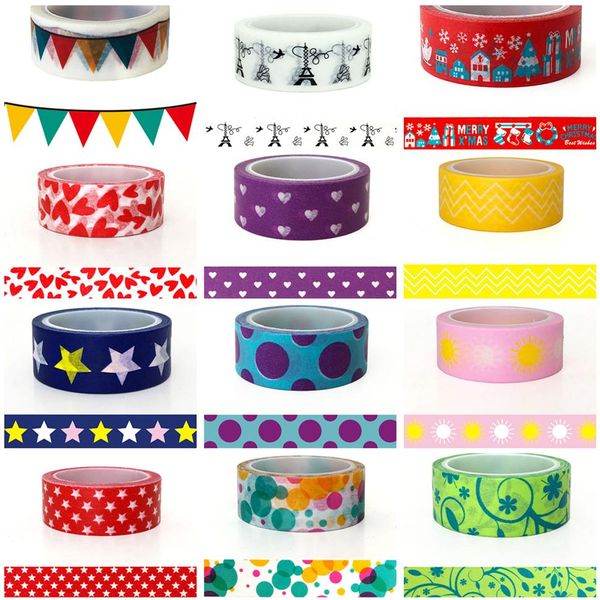 

5Pieces/Lot 2M/5M*15MM Washi Tape Japanese Paper DIY Planner Masking Tape Adhesive Tape Stickers Decorative Stationery Tapes Office Sup 2016