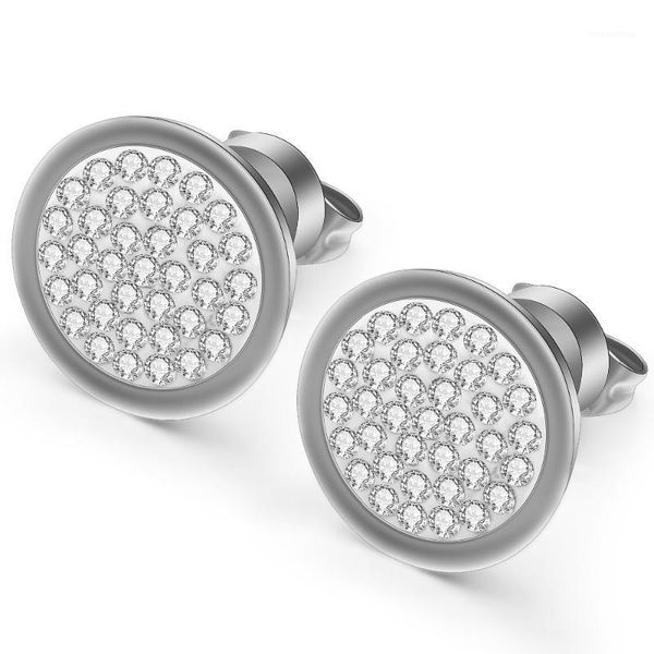 

fashion good cz crystal stainless steel stud earrings for women1, Golden;silver