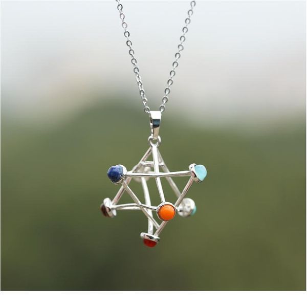 

natural stones merkaba star pendulum for dowsing reiki chakra healing quartz crystal pendant necklace sacred geometry qylgvn, Black