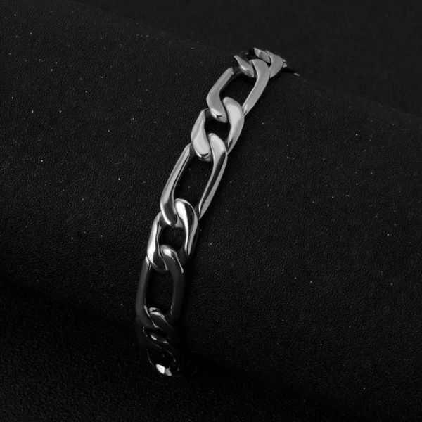 

2021 new trendy cuban chain men bracelet classic stainless steel 10mm width chain bracelet for men women jewelry gift, Black