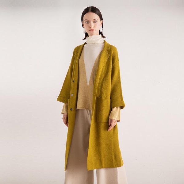 

women's wool & blends 2021 autumn and winter woolen coat female mid-long korean temperament elegant outerwear color matching, Black