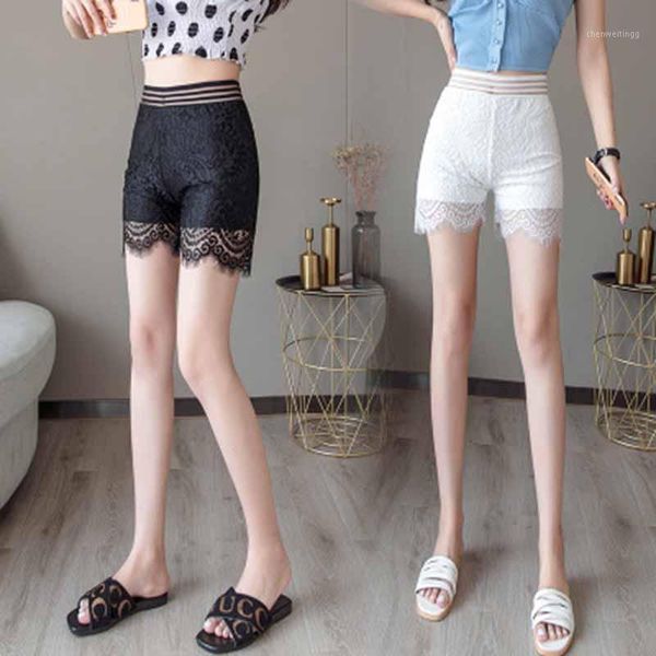 

plus size 4xl summer lace safety short pants for women elastic safety pants femme underwear black/white leggins mujer1, Black;pink