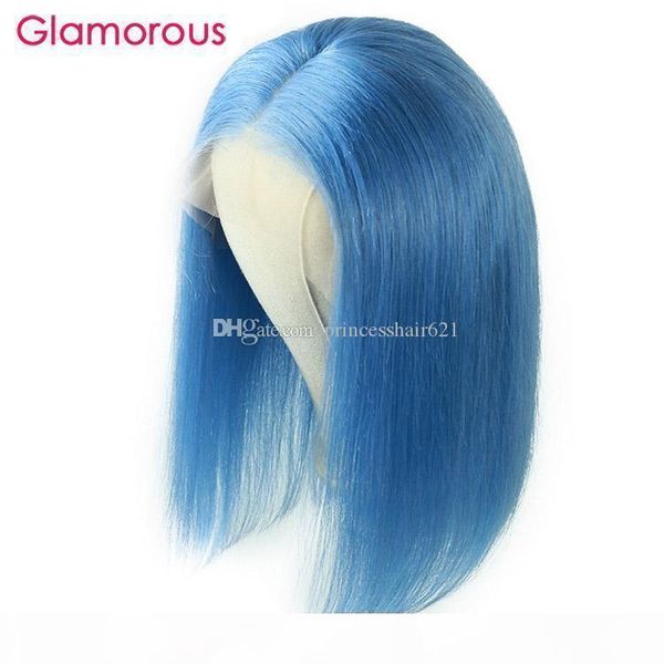 

short bob wigs brazilian virgin hair straight lace front human hair wigs for black women ice blue straight swiss lace frontal wig, Black;brown