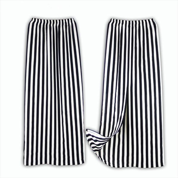 

summer style plus size 3xs 8xl chiffon skirt saias women ladies western black and white stripe bodycon split straight skirts