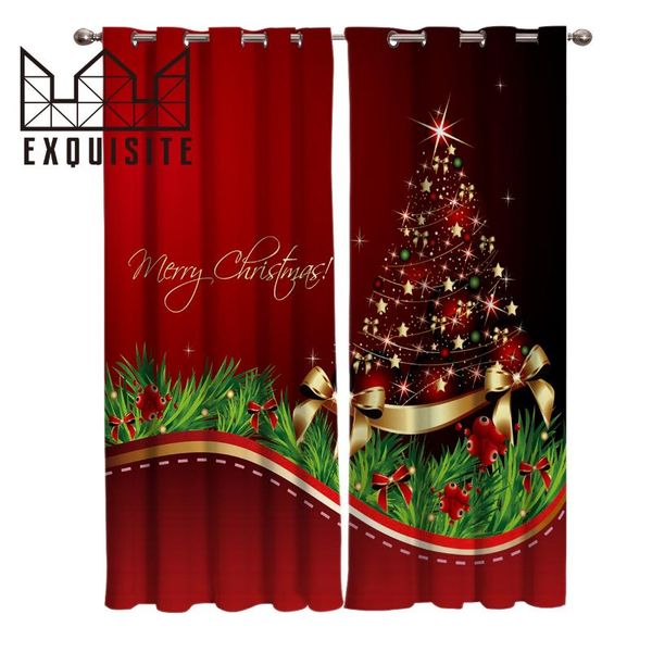 

merry christmas tree window treatments curtains valance living room bedroom kitchen indoor decor curtain kids room home decor