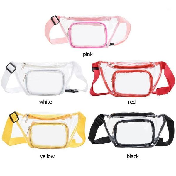 

waist bags clear pvc women girls zipper phone pouch chest belt fanny packs1