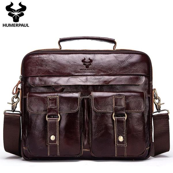 

crazy horse cow leather men briefcase high end business travel bag retro style male handbag shoulder cross body bag laptop