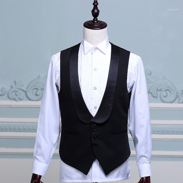 

black velvet formal men vests for wedding suit with shawl lapel one piece custom man waistcoat new fashion coat1, Black;white