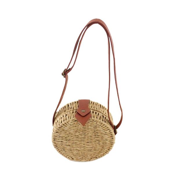 

2020 women straw bag bohemian bali rattan beach handbag small circle lady vintage crossbody handmade kintted shoulder pouch