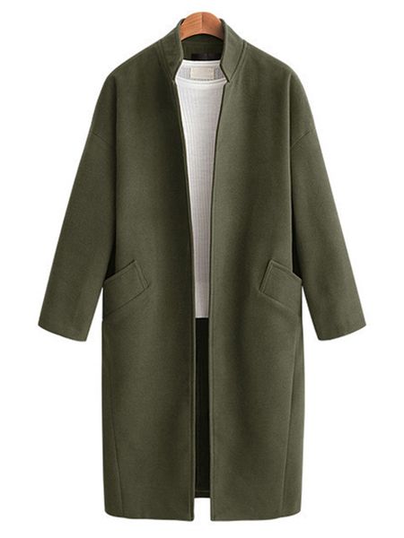 

big new 2021 female autumn and winter medium wide woolen cardigan coat women's wool jackets 011n, Black