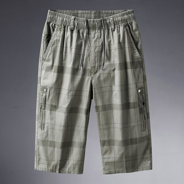 

offsg men's middle-aged large size casual capri pants and trousers plaid e95jr summer and pants cotton new shorts for men shortsshorts, Blue