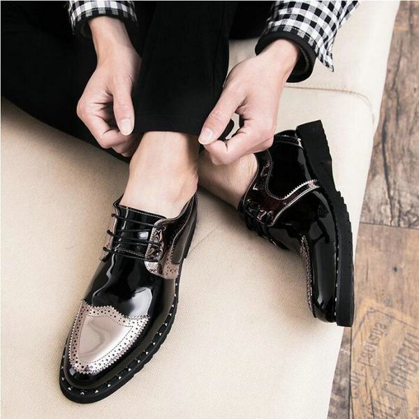 

dress shoes men formal black gold men's carved leather handmade business brogue oxfords a51-90