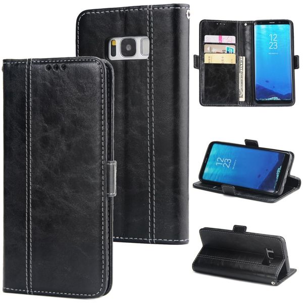 

for galaxy s8 retro texture contrast color splicing horizontal flip tpu pu leather case with card slots holder wallet