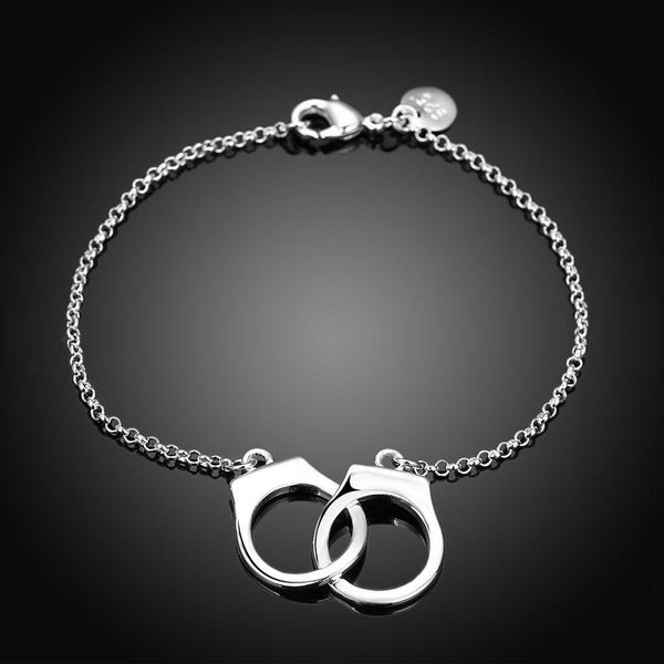 

new silver color jewelry fashion valentine's day gift creative european style charm handcuffs bracelets bkh006 h bbynbl, Black