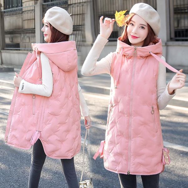 

women's vests for women 2021 winter and autumn warm sleeveless jacket quilted embroidery korean style womens vest female, Black;white
