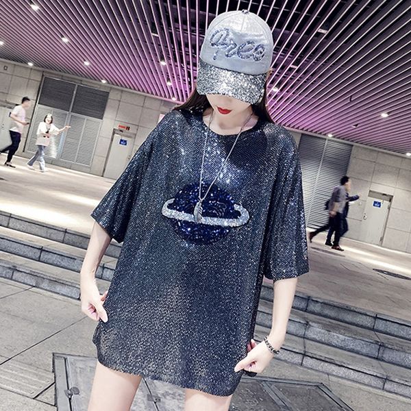 

мода бренд 2020 летом новая случайная основывая топ моды бренд футболки женщин горячей штамповки 2020 футболки sequinssequins sequinssummer, White