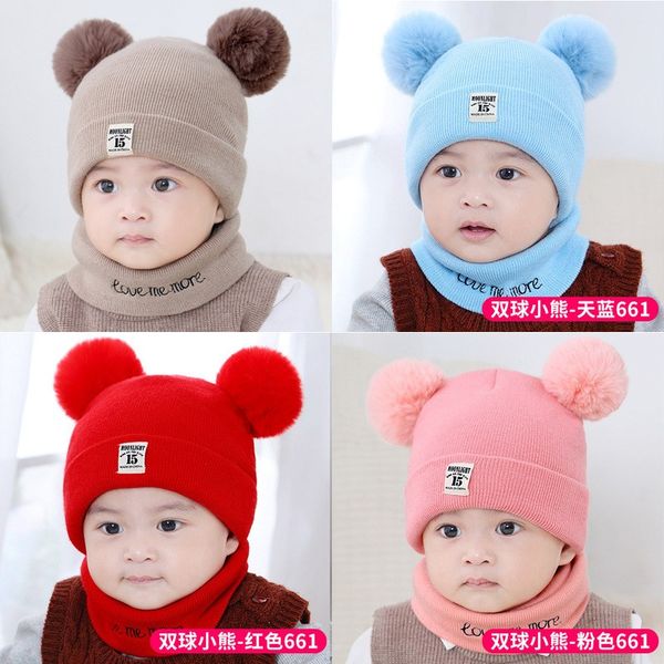 

winter baby knitted hats christmas warm caps scarf knitted set knitting crochet hat for toddler winter warm knit hats accessorie 68 g2