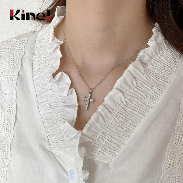 

kinel pendant necklace for women 100% authentic 925 sterling silver cross zircon neckalces gifts for her jewelry