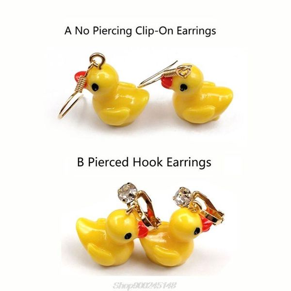 

super cute mini yellow duck drop dangle earrings fashion jewelry au06 20 dropship, Silver