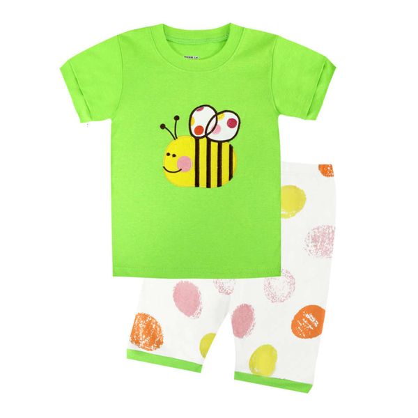 

summer new children's pajamas home suit green bee pants, Blue;red