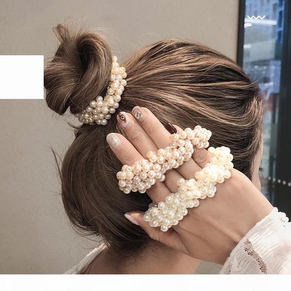 

fashion elegant pearl hair ties beads women girls scrunchies rubber bands ponytail holders hair accessories elastic hair band