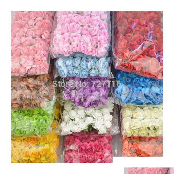 

wholesale- sale 1-1.5cm head multicolor mulberry paper flower bouquet/wire stem/ scrapbooking artificial rose fl sqckdk ppshop01