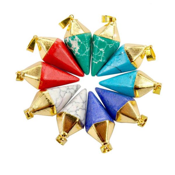 

creative explosion hem conical crystal jewelry accessories exquisite natural stone pendant, Silver