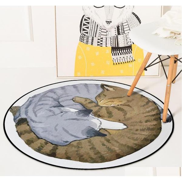

lazy cat round carpets for livin room computer chair floor mat bedside rugs kids play mat european cloakroom carpe qyldgj bwkf