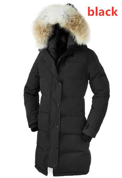 2021 Piumini invernali con cappuccio in vera pelliccia di lupo Porta giacca da donna con cerniera Cappotto antivento e impermeabile caldo piumino parka da esterno donna