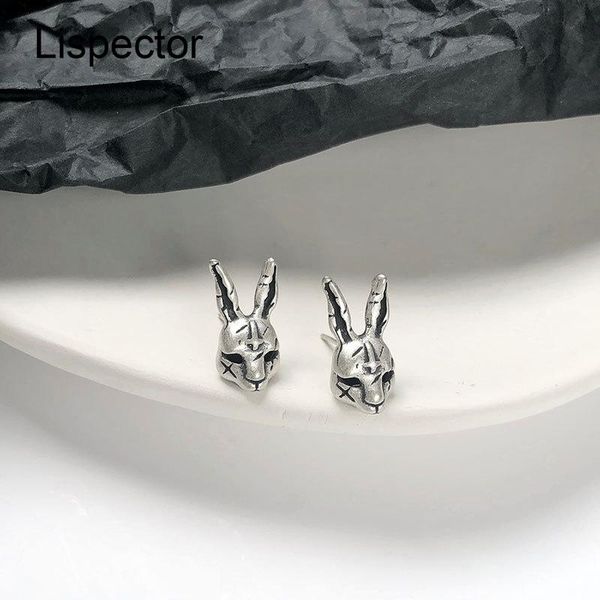 

stud lispector 925 sterling silver vintage gothic head earrings for women retro thai punk jewelry gifts, Golden;silver