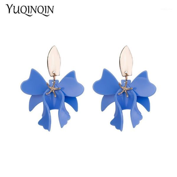 Baumeln Kronleuchter Trendy Mode Tropfen Blume Acryl Ohrringe Für Frauen Große Lange Metall Baumelnden Harz Ohrring Mädchen Elegante Geschenke schmuck1