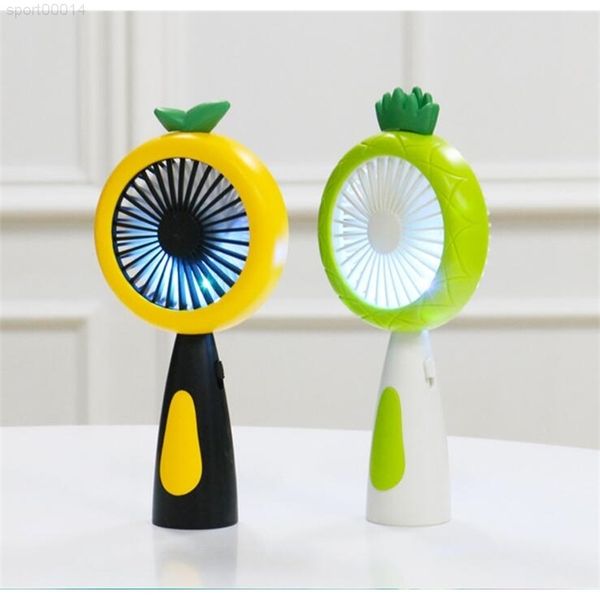

fruit cartoon pineapple usb rechargeable mini fan creative with led night light portable handheld fans for summer lsk03