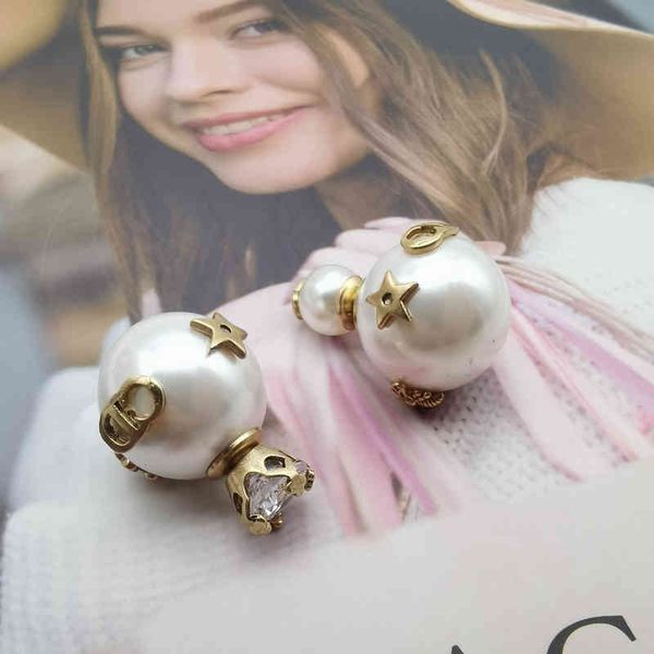 

70% off fashion small front and back pearl bee cd simple temperament high sense earrings female, Golden