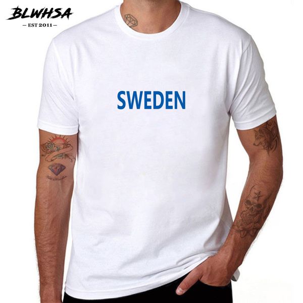 

sport blwhsa sweden t shirts men funny summer classic short sleeve 100% cotton t-shirt sweden cheer tshirts