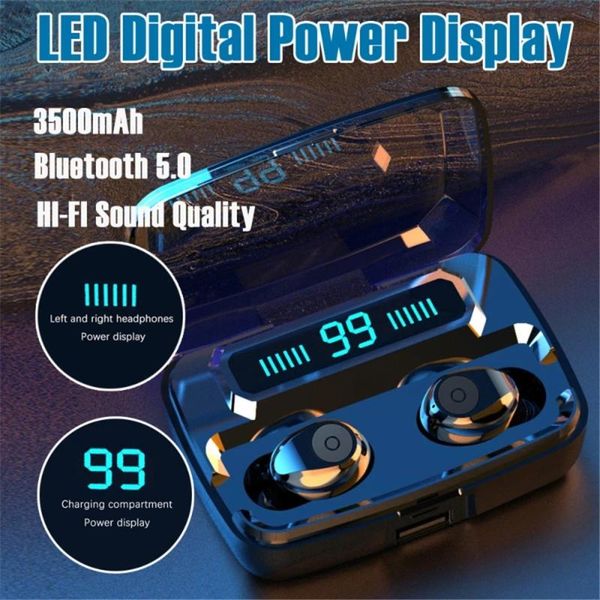 

2020 индикатор f9-7 tws касания bluetooth 5.0 гарнитура с led беспроводные наушники мини спортивные наушники для зарядки смартфона