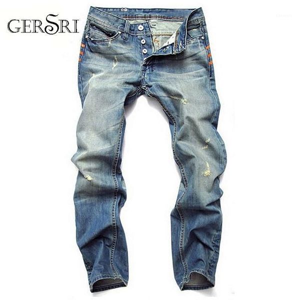 

gersri jeans men winter autumn stretch denim jeans man elastic casual slim jean botton pants male quality cotton plus size1, Blue