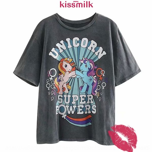 

wlw8y kissmilk fat women's t-shirt heart mm baoli girl large cartoon children's fun printed loose casual t-shirt rwyym, White