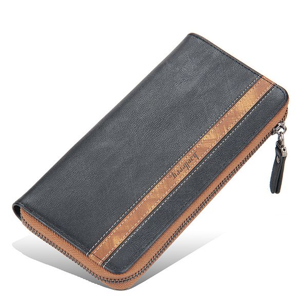 

men's pu leather long wallet for man card holder zipper phone clutch purse mens wallets business purses pocket, Red;black