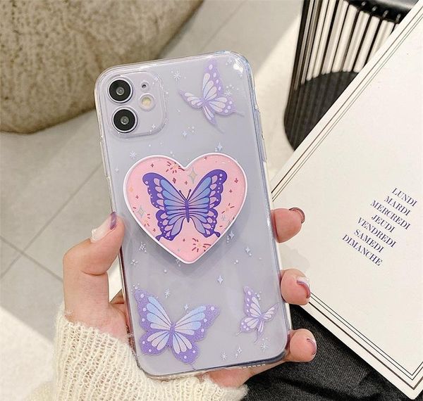 

new ins cute butterfly transparent case for iphone 11pro max case se xs max xr 6 7 8 plus epoxy stand clear jllfqj qpseller